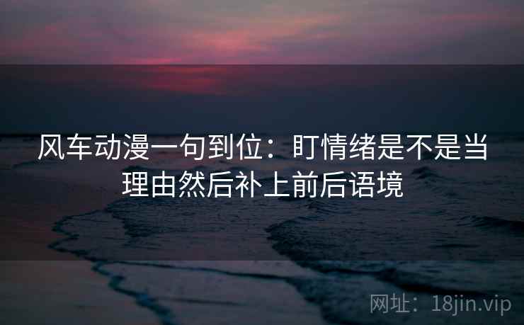 风车动漫一句到位：盯情绪是不是当理由然后补上前后语境